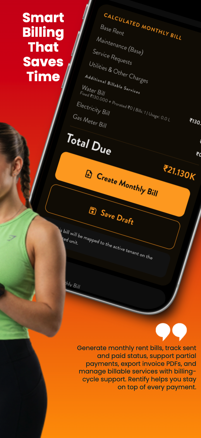 Rentify billing screen
